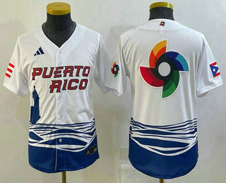 Youth Puerto Rico Baseball Big Logo White 2023 World Baseball Classic Stitched Jersey->2023 world baseball classic->MLB Jersey